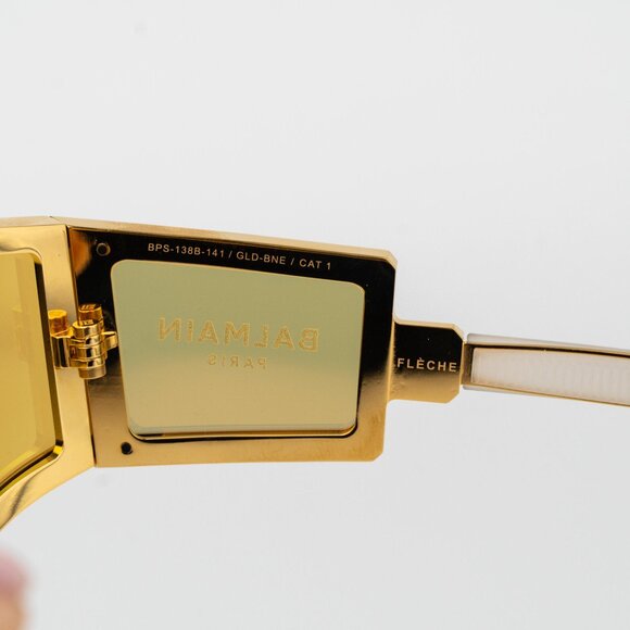 Balmain Women Sunglasses Titanium Gold Bronze Mirror Mask FLECHE BPS-138B-141 - Picture 12 of 14